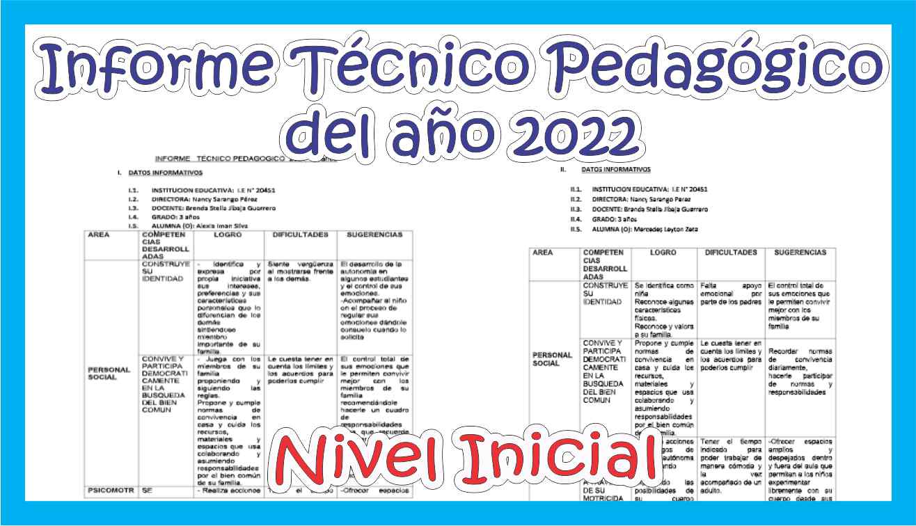 INFORME TECNICO PEDAGOGICO DEL 2022 PARA NIVEL INICIAL - Maestras de Inicial